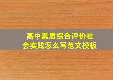 高中素质综合评价社会实践怎么写范文模板