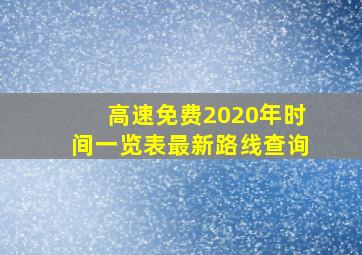 高速免费2020年时间一览表最新路线查询