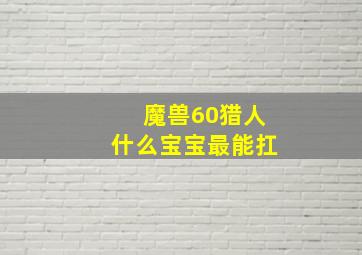 魔兽60猎人什么宝宝最能扛