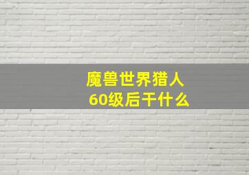 魔兽世界猎人60级后干什么