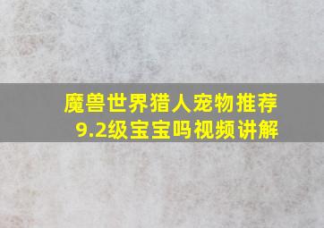 魔兽世界猎人宠物推荐9.2级宝宝吗视频讲解