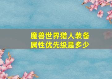 魔兽世界猎人装备属性优先级是多少