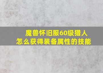 魔兽怀旧服60级猎人怎么获得装备属性的技能