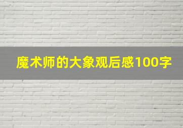 魔术师的大象观后感100字