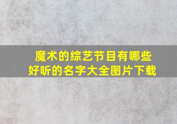 魔术的综艺节目有哪些好听的名字大全图片下载