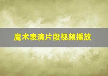 魔术表演片段视频播放