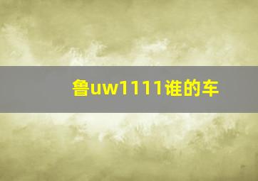 鲁uw1111谁的车