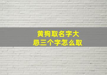 黄狗取名字大忌三个字怎么取