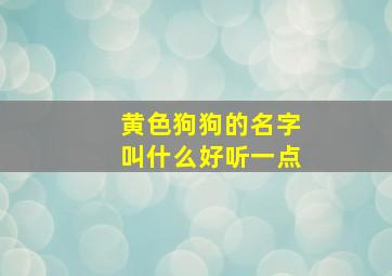 黄色狗狗的名字叫什么好听一点