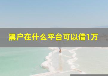 黑户在什么平台可以借1万