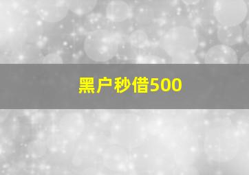 黑户秒借500