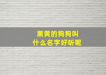 黑黄的狗狗叫什么名字好听呢