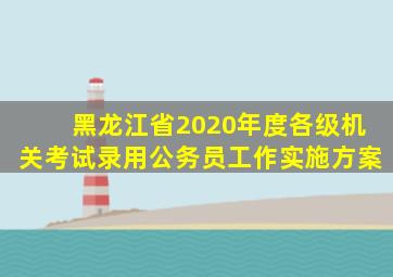 黑龙江省2020年度各级机关考试录用公务员工作实施方案